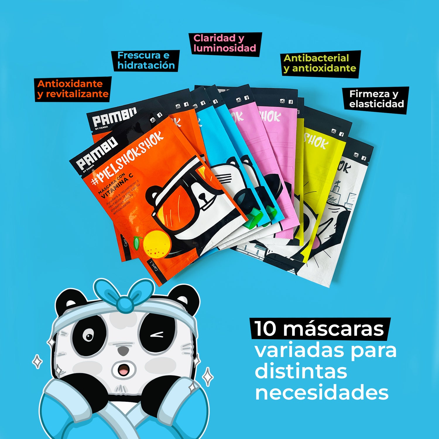 "Kit de Mascarillas Variadas (10 Unidades) - Sheet Masks PAMBÚ | Hidratación y Cuidado Completo