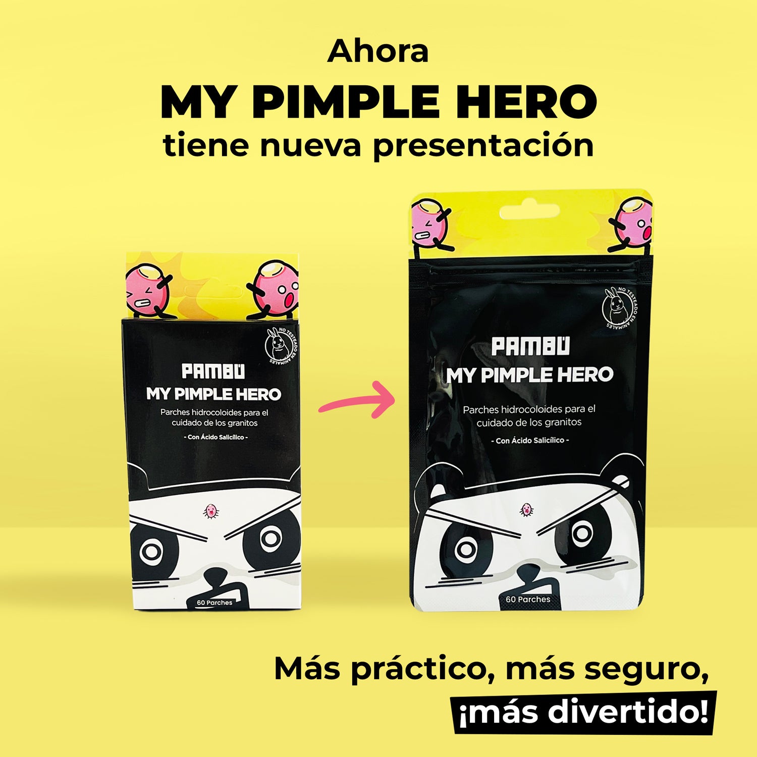 My Pimple Hero PAMBÚ. Parches Hidrocoloides para el Cuidado de los Granintos. 60 pcs