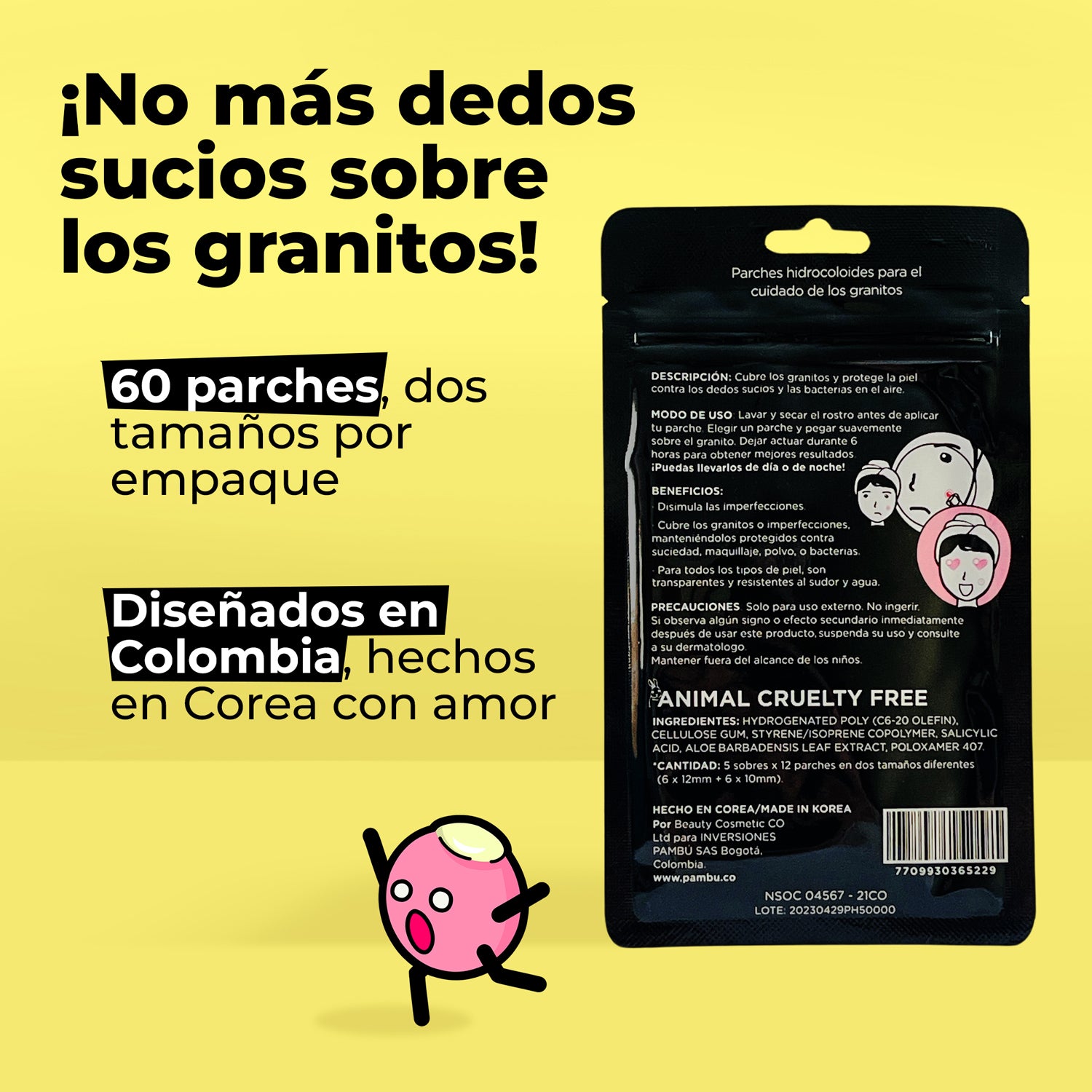 My Pimple Hero PAMBÚ. Parches Hidrocoloides para el Cuidado de los Granintos. 60 pcs