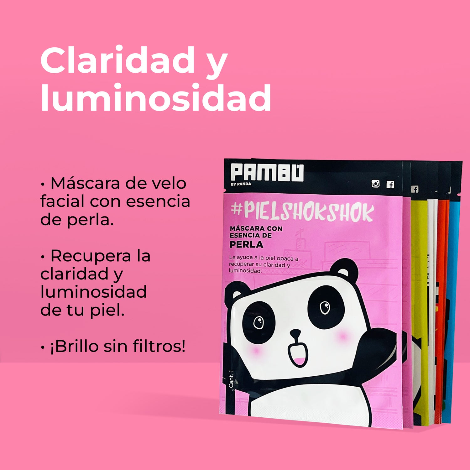 Kit de Mascarillas de Perla (10 Unidades) - Sheet Masks PAMBÚ con Esencia Iluminadora