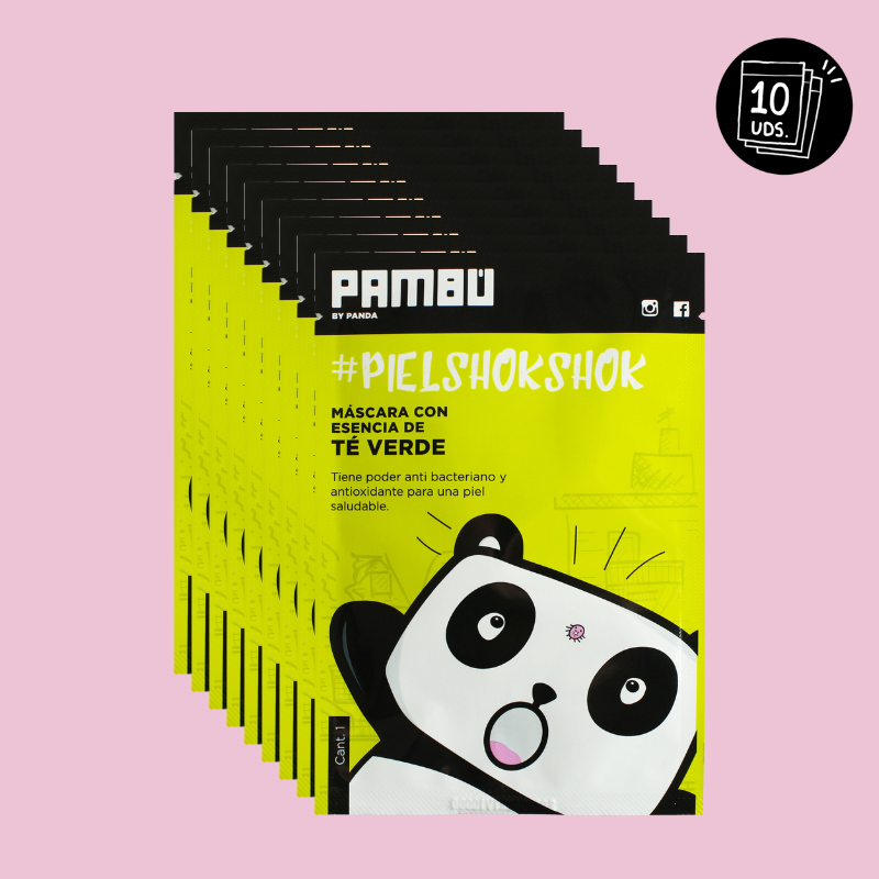 Kit de Mascarillas de Té Verde (10 Unidades) - Sheet Masks PAMBÚ con Esencia Hidratante