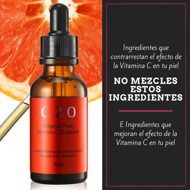 ¡Ingredientes que contrarrestan o  mejoran el efecto de la Vitamina C en tu piel!